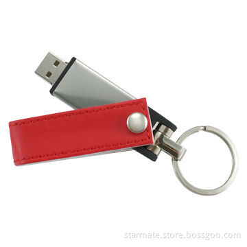 Leather USB Flash Drive with High-speed 2.0 Interface, Measures 105 x 20 x 15.5mm